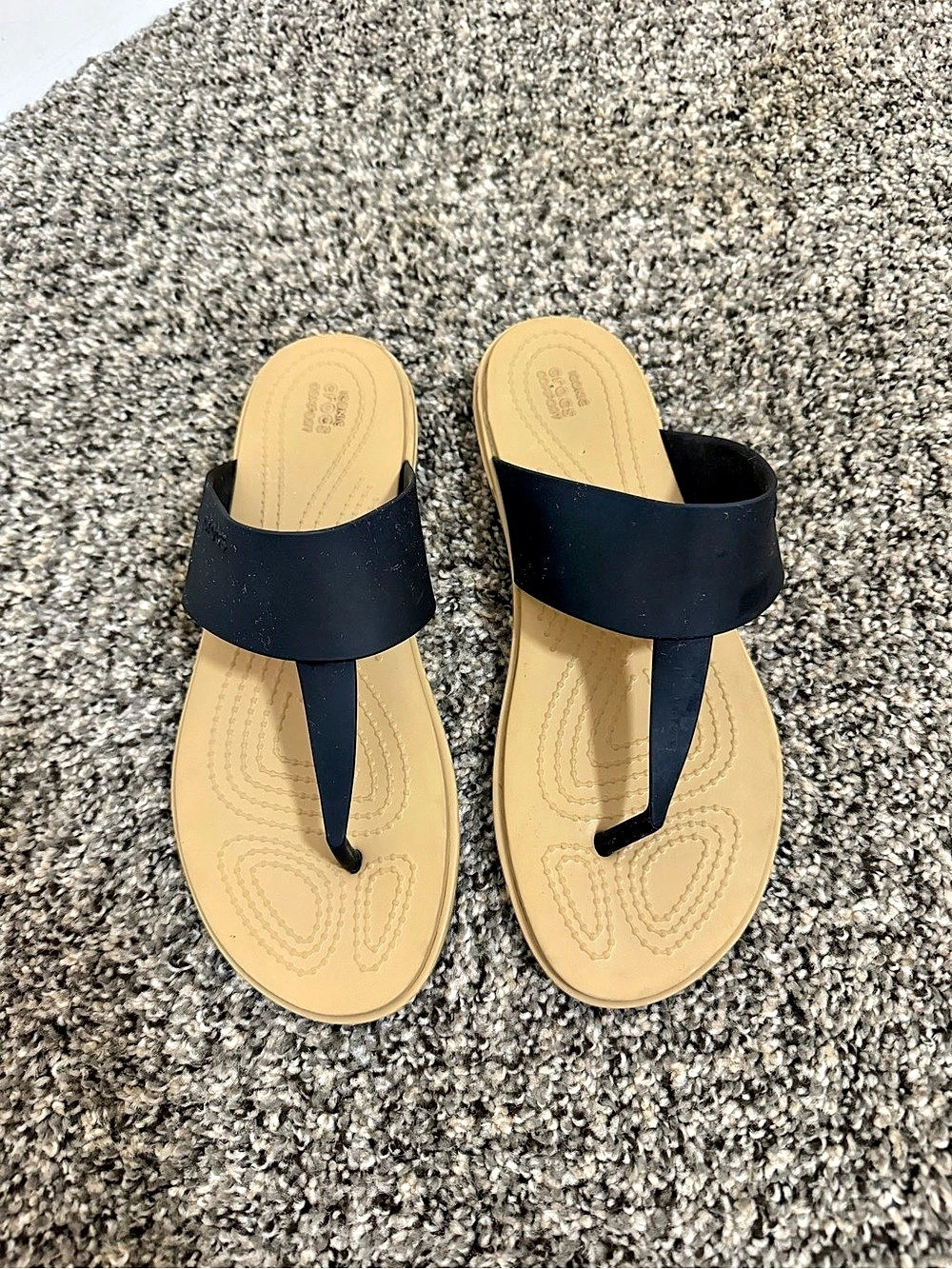 Crocs Monterey Flip Flop Women's Black & Tan Sandals US 8
